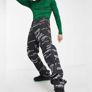 NWT JADED LONDON TYPEWRITTER PANTS JEANS Straight Leg MEN’S 36 XL Blk/Wht HTF
